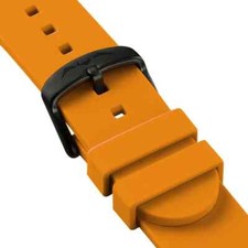 Luminous Silicone Smooth Watch Strap 20mm,Glows in the Dark Black Buckle Orange