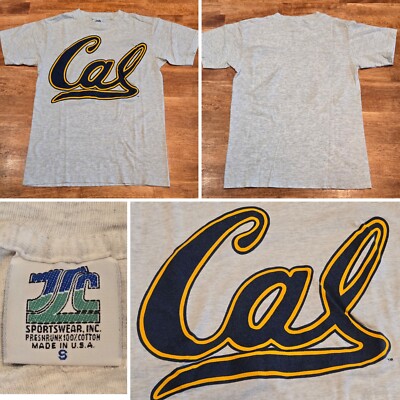 80s Cal Bears UC Berkeley TLC Sportswear T-Shirt Made In USA Sz Small Light Gray