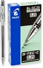 Pilot G-Tec 0.25mm Black  Pens  X Fine Point Pen  New In Box 12 Pens