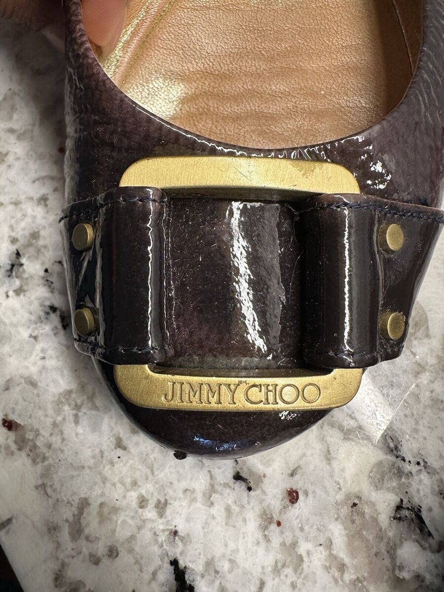 Jimmy Choo Morse purple liquid patent leather ballet flats Jimmy Choo Morse purple liquid patent leather ballet flats