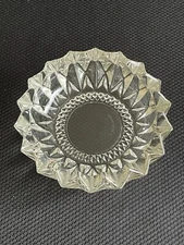 Vintage KIG Indonesia Ashtray Candy Crystal Cut Glass Scalloped Edges