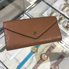 Michael Kors Lady Large Envelope Continental Wallet Leather Clutch Luggage Brown