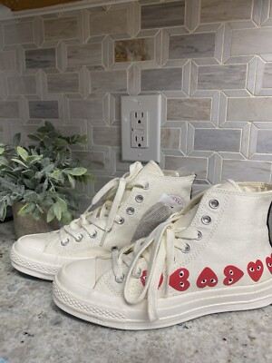 Size 7M Size 9W Converse Chuck 70 High Top x Comme des Garcons Play Multi Heart