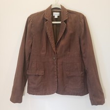 Motherhood Maternity Linen Chocolate Brown Lightweight Blazer Jacket Med