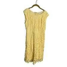New York & Company Buttercup Yellow Lace Dress 6