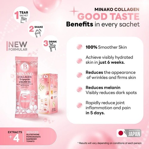Minako Collagen Tripeptide 200,000mg Gutathione Anti-Aging Smooth Skin 2 Boxes - Picture 5 of 11