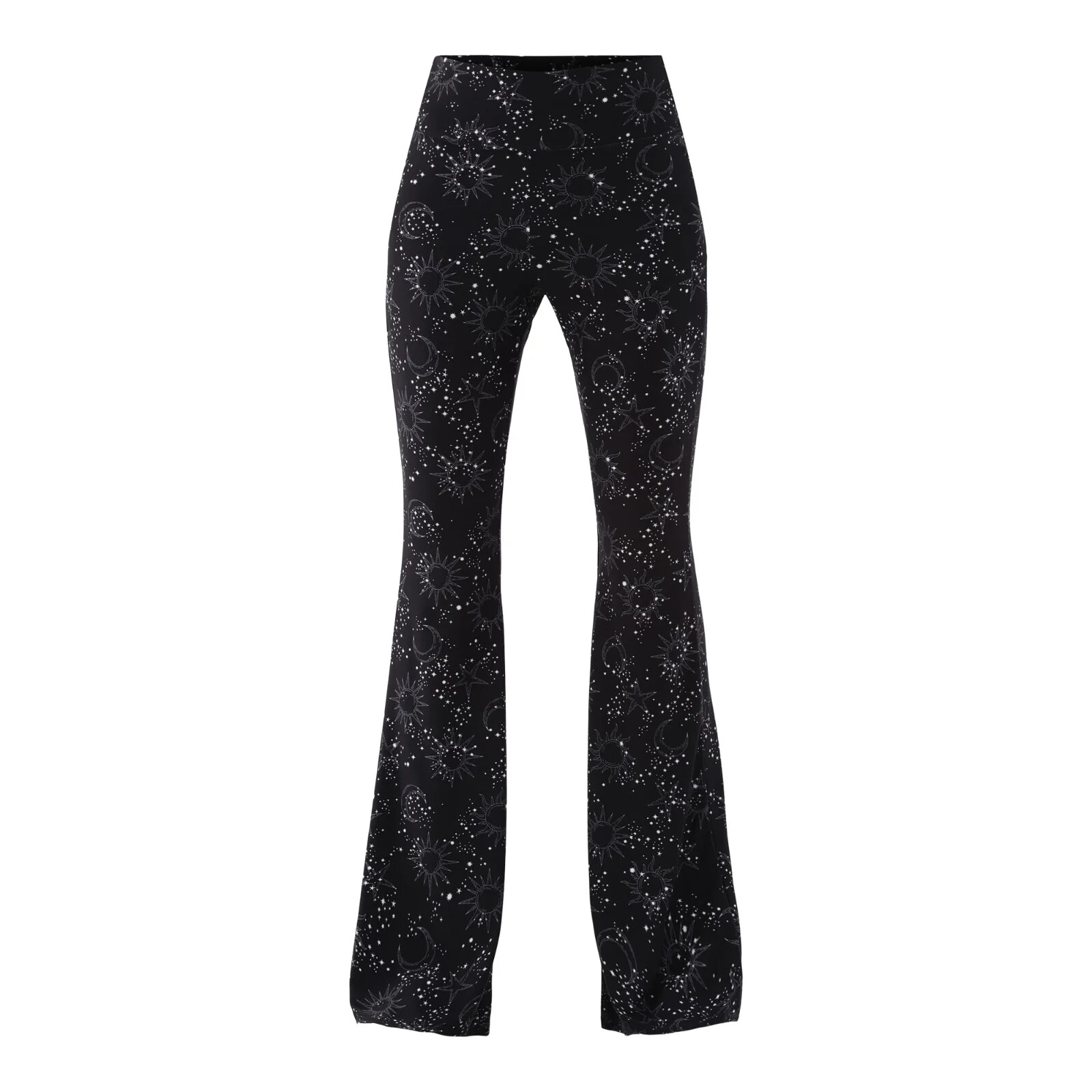 No Boundaries Pull On Flare Pants 32” Inseam Celestial Black Print Small (4-6)