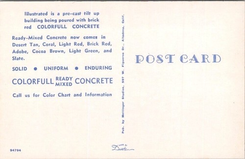 Vintage Construction Advertising Postcard "Colorful Ready Mixed Concrete" c1950s - Picture 2 of 2