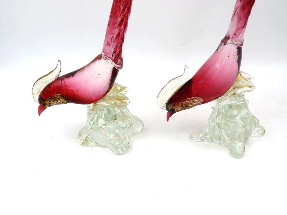 Vintage Murano Art Glass Birds Pheasants MCM Glass Sculpture Red eBay