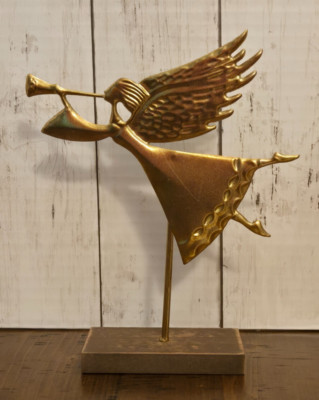 2024 Target Wondershop 8'' Gold Metal Angel w/Horn Christmas Figurine NEW