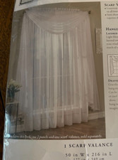 50 x 216 in Crushed Voile Sheer Ivory scarf Valance Curtain Valance NIP window