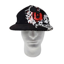 Disney Parks Angry MICKEY MOUSE Black Red White Youth Fitted Hat Cap Flat Bill