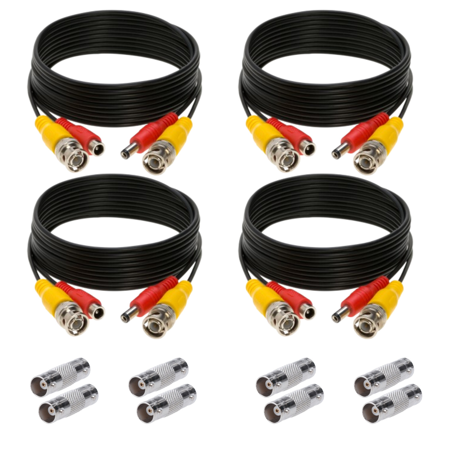 4 x 10FT Video Power Cable BNC DC Security Camera Extension Cord for CCTV
