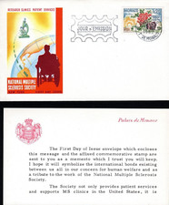 MONACO  national multiple sclerosis society 1962 FDC + PRINCESS GRACE KELLY CARD
