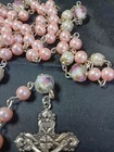 PINK GLASS FLORAL BEADED ROSARY 30"NECK OPENING — photo 10