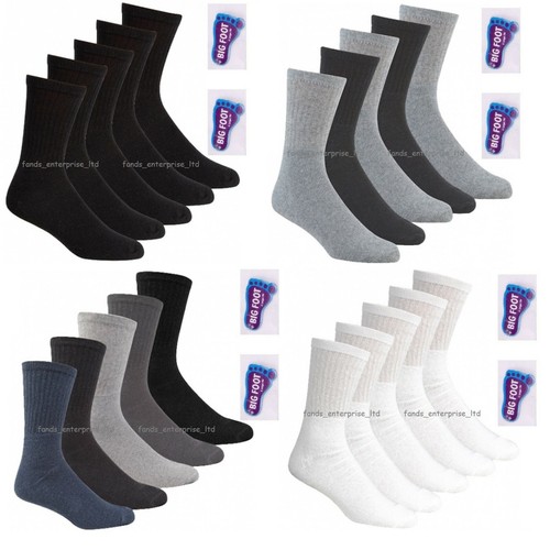 5/10/20 Pairs Mens Premium Quality Cotton Rich Big Foot Sport Socks
