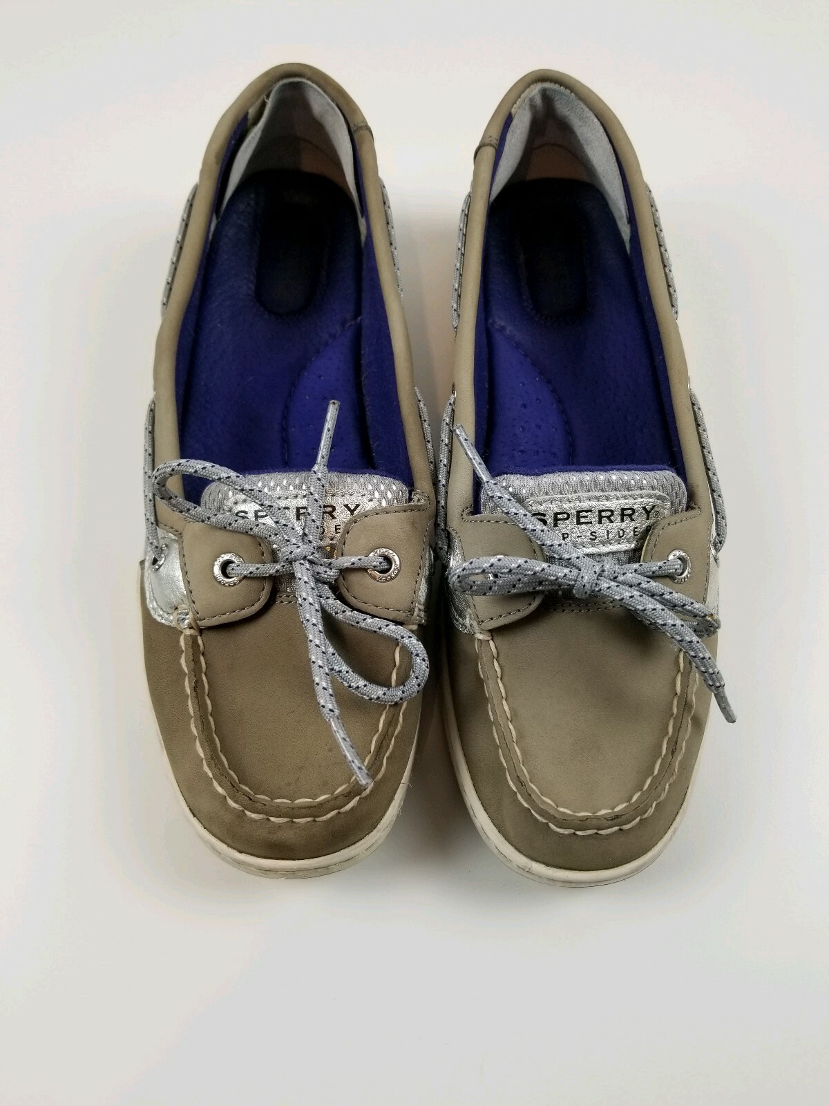 Silver Canvas Boat Deck Shoes 