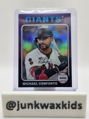 2024 Topps Heritage #376 Michael Conforto Purple Refractor Hot Box