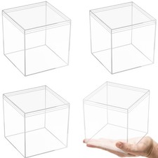 Acrylic Box Clear Display Boxes with Lid Acrylic Square Cube Christmas Party ...