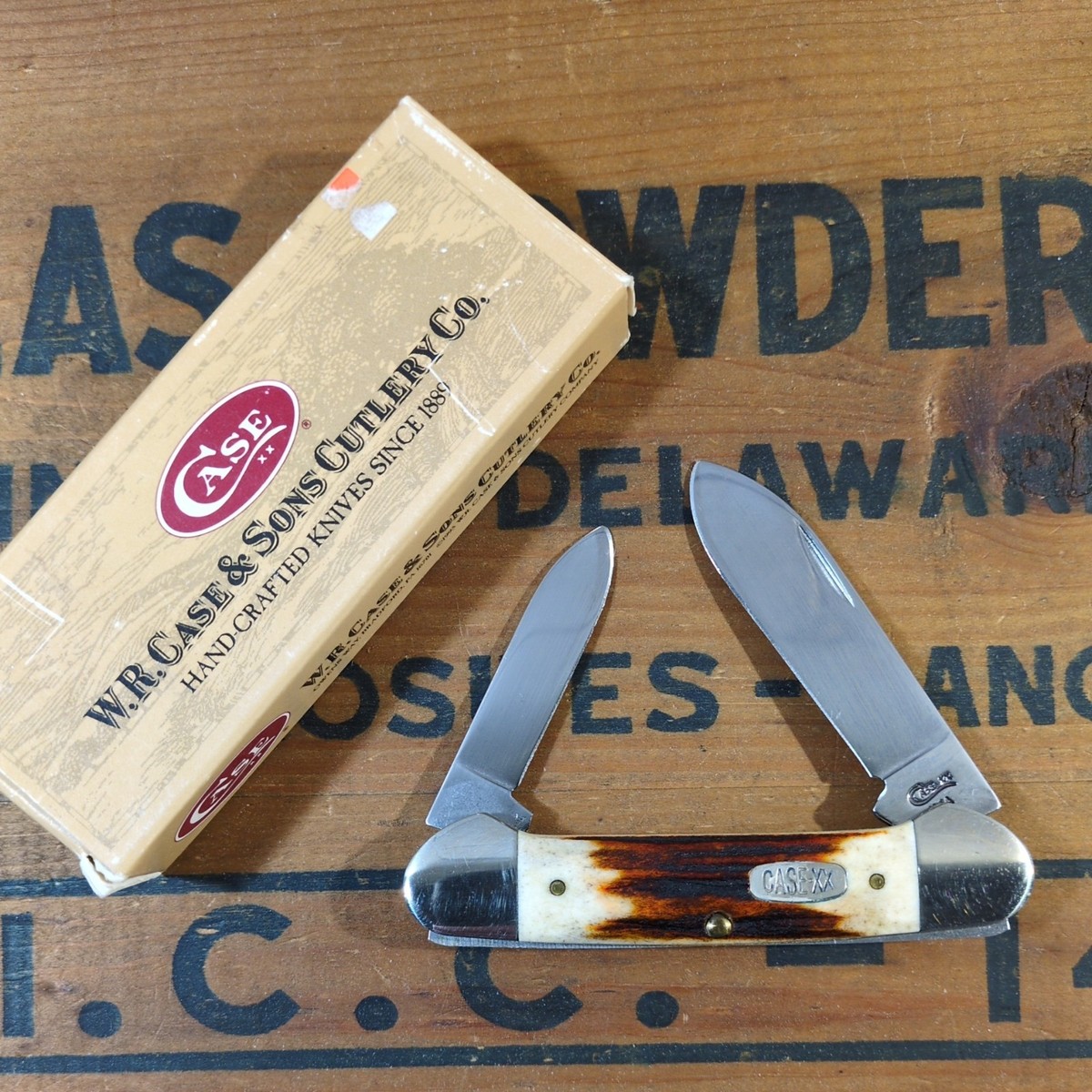1996 Case XX Red Stag Canoe R52131SSM Pocket Knife, Original Box