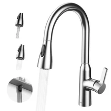 Kitchen Faucet with Pull Down Sprayer, Dual Mode Single Handle Stainless Stee...