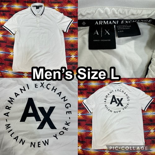 Armani Exchange Weiß Poloshirt Herren Größe L Kurzarm "