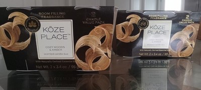 KOZE PLACE COZY WOODS & AMBER SCENTED CANDLE  W/ NATURAL DERIVED ESSENTIAL OILS
