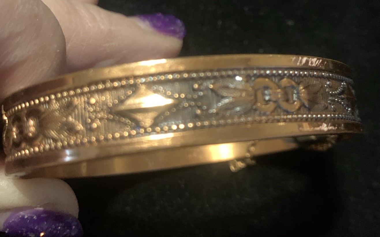 Whiting & Davis signed Solid Copper Embossed Orna… - image 1