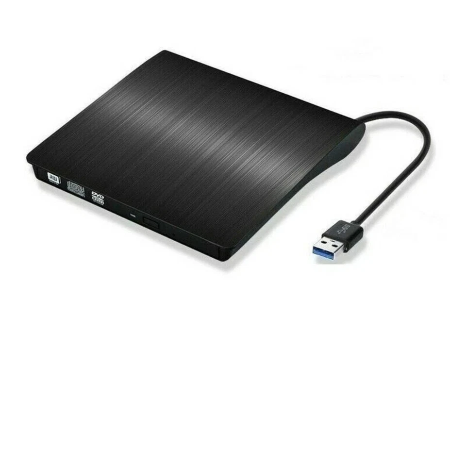 Unidad externa delgada de CD DVD RW USB 3.0 grabadora grabadora reproductor negro para computadora portátil PC Foto 2 de 4