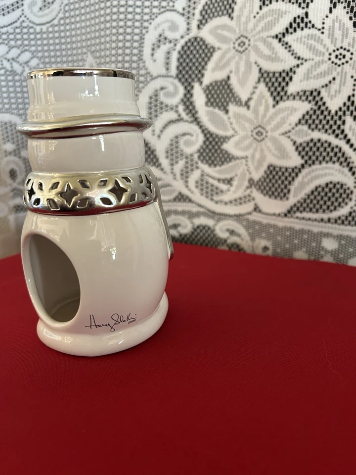 Calentador de cera/aceite Slatkin Snowman Bath & Body Works 2009 firmado por Navidad Foto 3 de 4