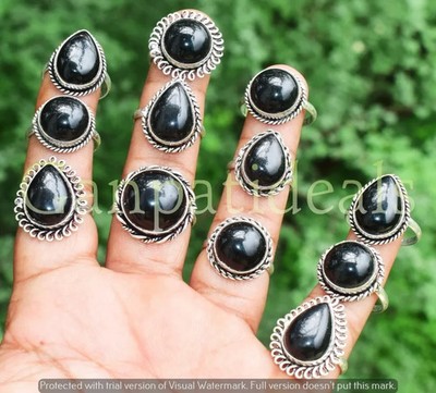 Black Onyx Gemstone Rings 500pcs Wholesale Lot 925 Silver Plated Jewelry