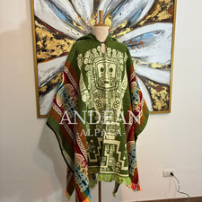 Handmade Inca Poncho with Hood / Warm Unisex Peruvian Alpaca Wool Poncho