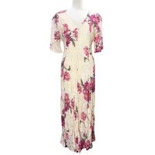 Vintage Starina Size L Maxi Dress Floral Lace Cottage Fairy Romantic Whimsical