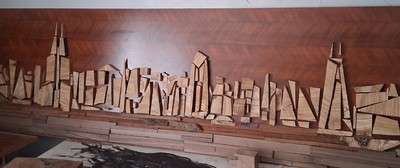 sky-0001 ''olive this city Chicago Skyline 3d Made Frm Olive Wood And Walnut Bark