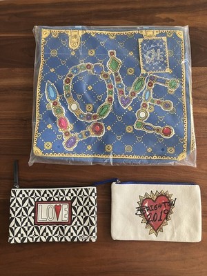 Brighton Glittering Love Tote Bag Canvas Large NWT plus 2 Cosmetic Pls Read