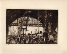 Antique Studio Print By Frank Brangwyn Cannon Street Station (London) 1924
