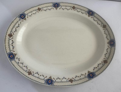 Alfred Meakin ovale Servierplatte blau Blumenrand Vintage England Fleischteller