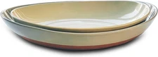 Mora Ceramic Serving Bowls Set of 2 Oval 55/35oz Oven Dishwasher Safe Neutrals