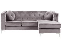 Elegantes Ecksofa Aus Samtstoff Linksseitig Grau Flen