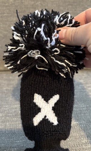 VTG Wilson Golf Club Head Cover Knit Black Pom Pom Sock X Golfing Accessory - Picture 2 of 5