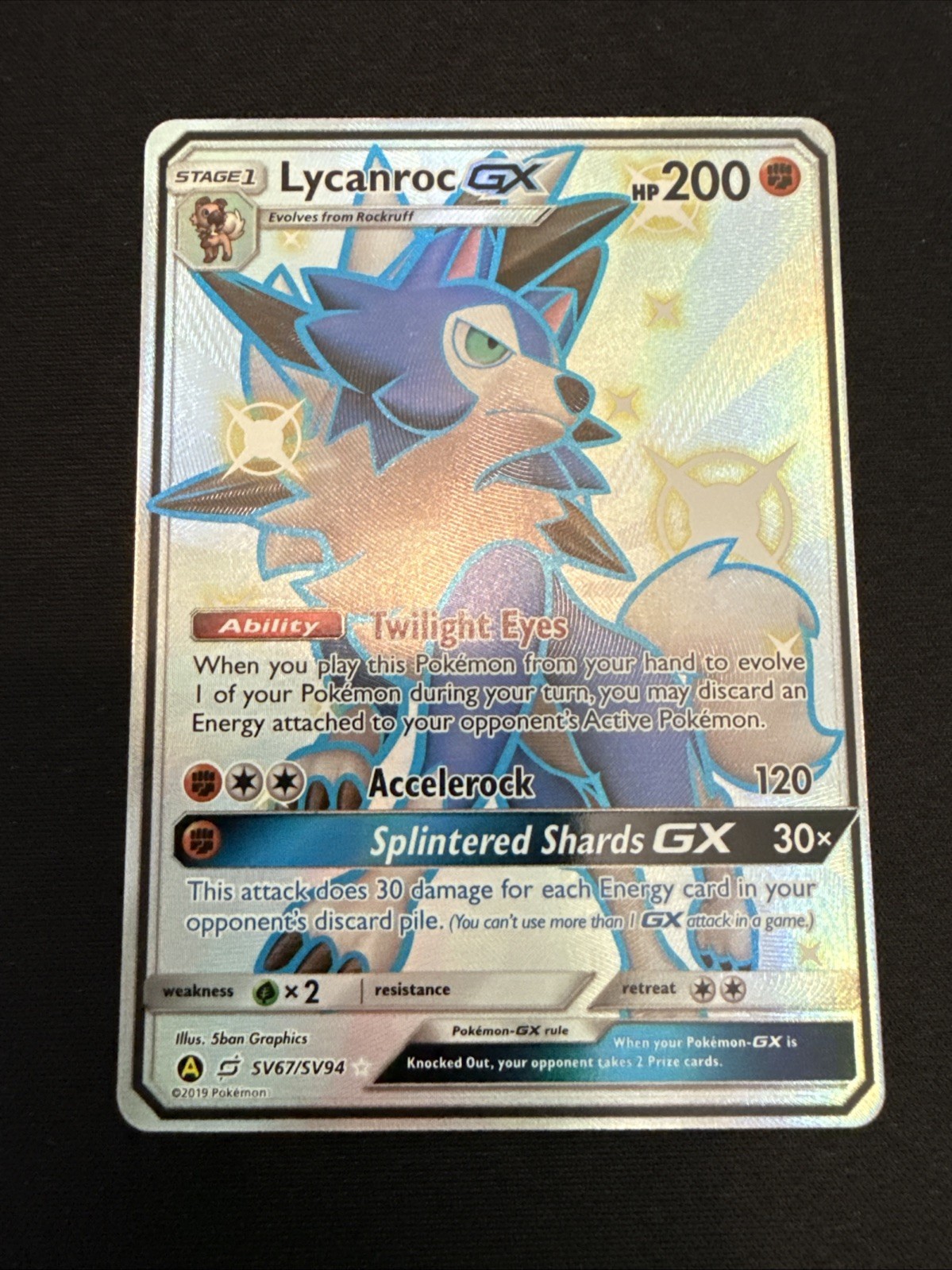 Lycanroc GX Shiny Holo Rare SV67/SV94 Hidden Fates Near Mint NM
