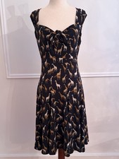 Talbots Petites Giraffe Print Fit Flare Dress Size 8P Sweetheart Knot Front