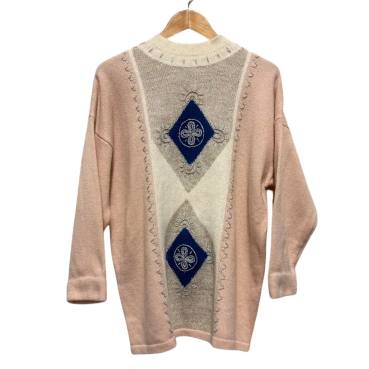 Jersey Vintage Años 80 Mujer M Tirante Suave Lana Mezcla Pastel Rosa