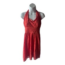 Laundry by Design Coral Orange Lace Halter Dress Fitted Size 6