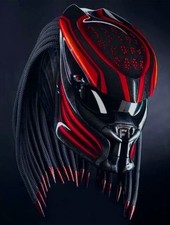 TOUT NOUVEAU CASQUE PREDATOR STYLE LAVE ROUGE PERSONNALISÉ (CERTIFIÉ DOT &...