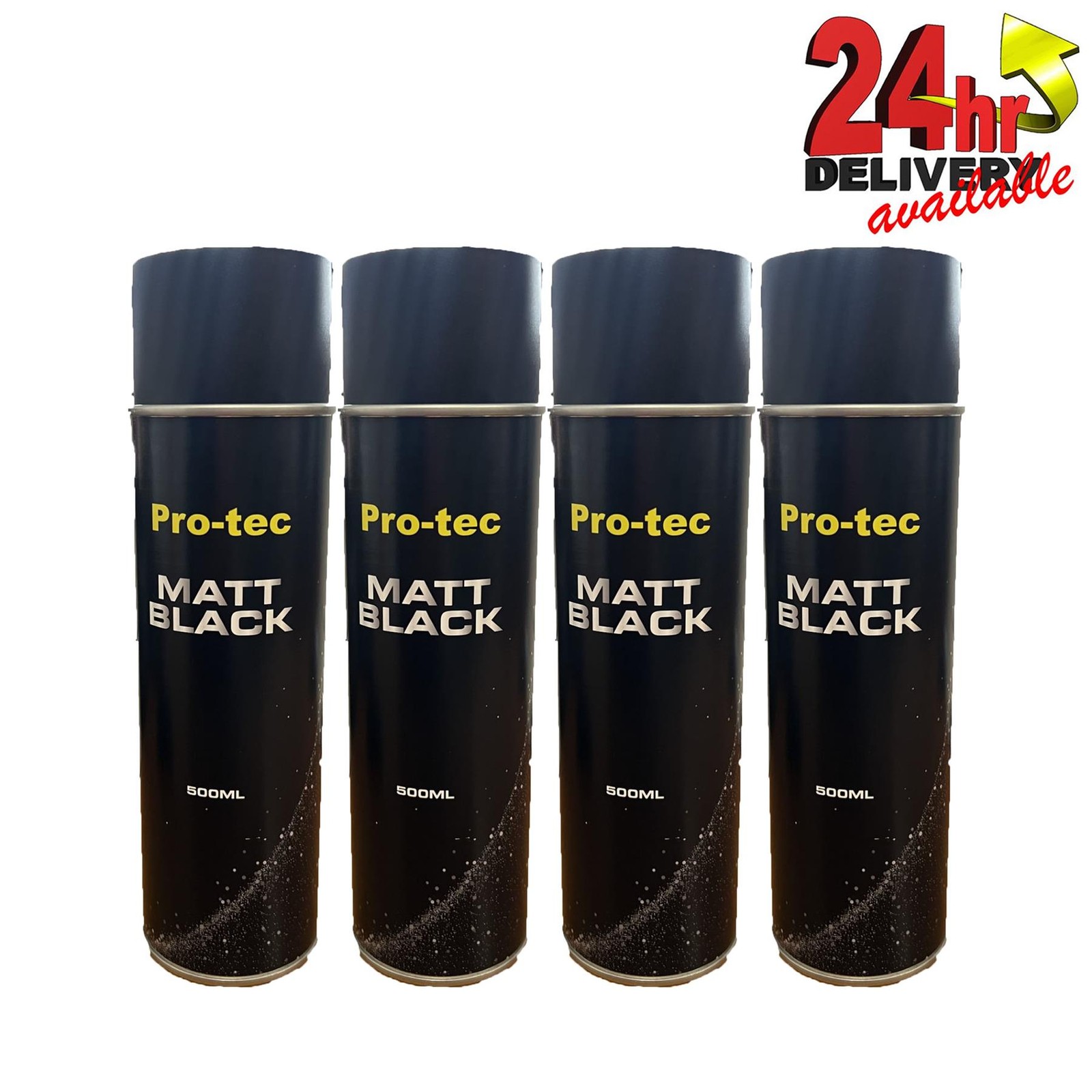 Protec Promb500 Fast Drying Matt Acrylic Spray Paint 500Ml Aerosol Can X4 Black - Image 2