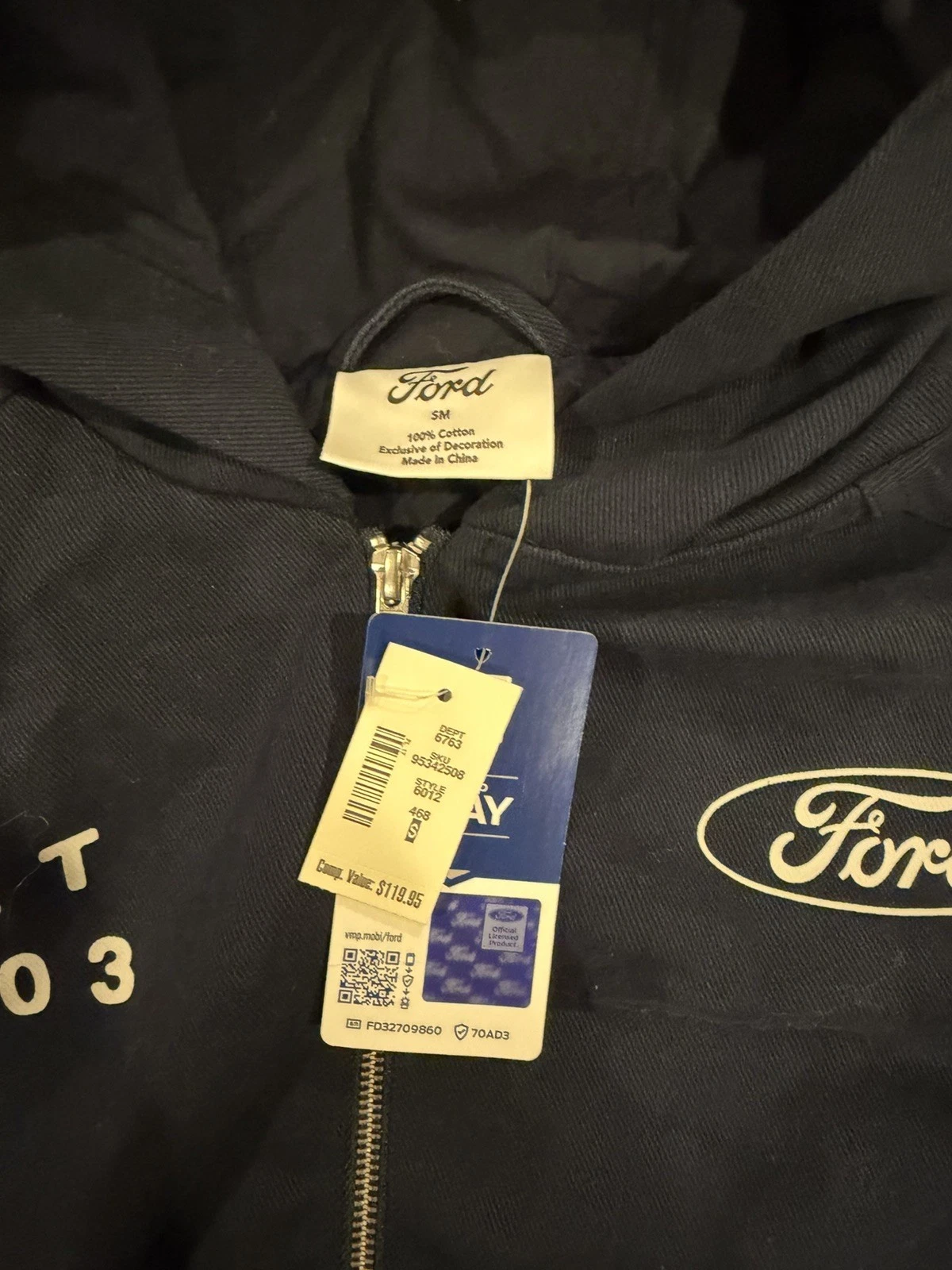 Ford Est 1903 Mechanic Jacket Mens Small Navy Workwear Graphic Shop Coat image 3
