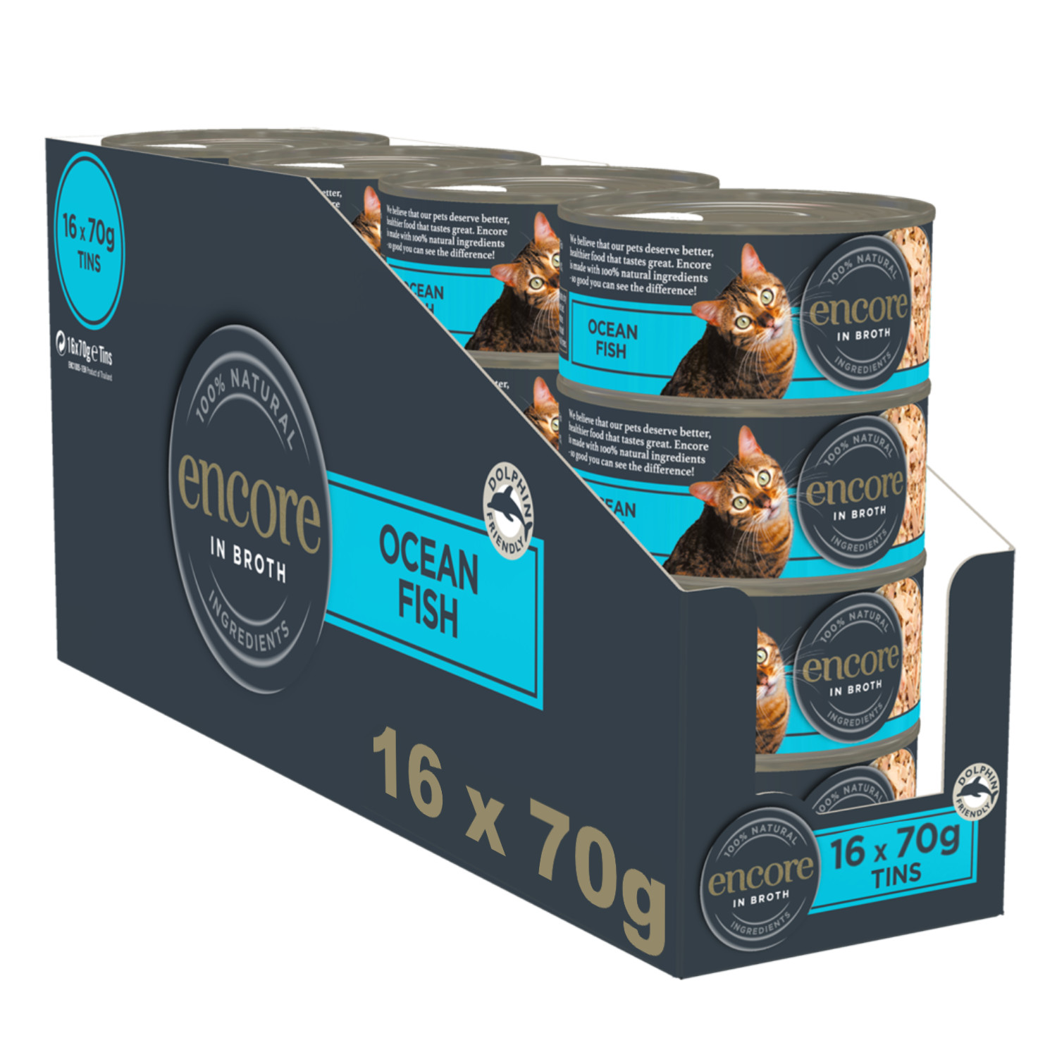 Encore 100% Natural Cat Food Tin 1X(16X70g) Ocean Fish, Pack Of 16 - Image 2