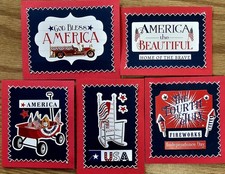 Sewn Premade Scrapbook Page/Sewn Mat Set - 5 pieces: America The Beautiful