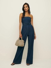 Reformation Eva Denim Strapless Jumpsuit 0 NWT 218